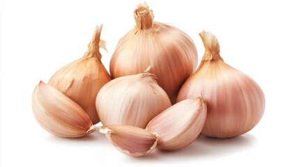 Obraz premium Aromatic garlic bulbs ensemble showcasing culinary essence and healthful attributes