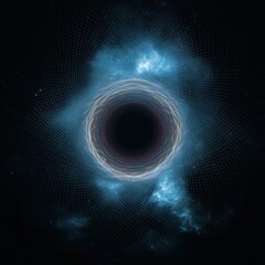 3D LED panel icon featuring a dark center black hole, with glowing light pulling outward.