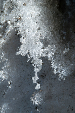 Ice melting at the end of winter on the Ladakh