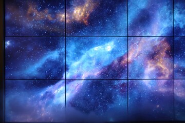 3D LED panel showcasing blue galaxy nebula mist, adding depth and mystique to the design.