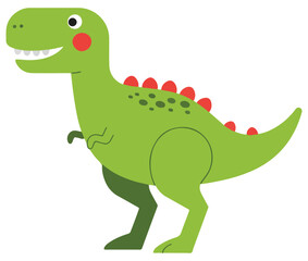 Fototapeta premium Dinosaur T-Rex isolated on a white background. Cartoon icon for package design. Vector illustration of tropical fruits in flat style