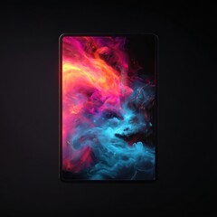 LED panel in 3D with rainbow nebula glows, adding vibrant cosmic colors to the visual design.