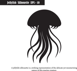 Jellyfish Silhouette | Marine Wildlife EPS Vector