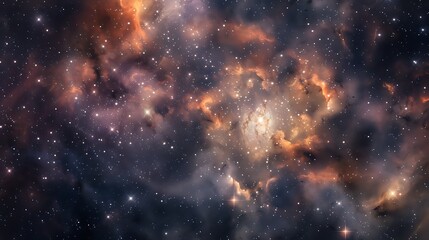 Naklejka premium Vibrant Nebula And Stars In Deep Space With Cosmic Dust