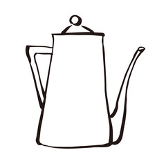 Fototapeta premium ケトル 珈琲 カフェ 線画 イラスト