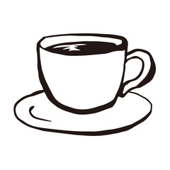 コーヒーカップ　珈琲 カフェ　線画 イラスト
