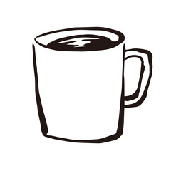 マグカップ　珈琲 カフェ　線画 イラスト