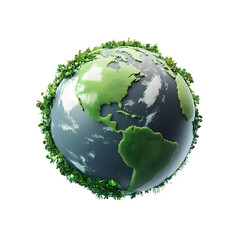 3d rendered planet Earth sphere globe isolated on a transparent background save Planet green Earth concept