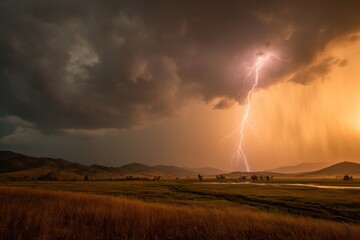 Lightning storm over prairie