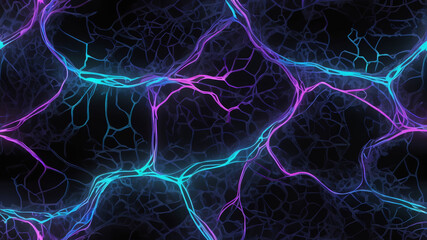 Glowing blue abstract energy waves with electric and lightning effects