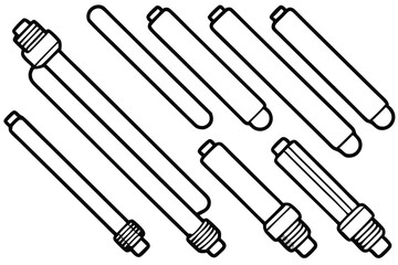 Fluorescent tubes retro Line art