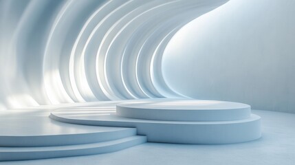 Obraz premium Abstract White Architectural Interior Design: Modern Minimalist Stage