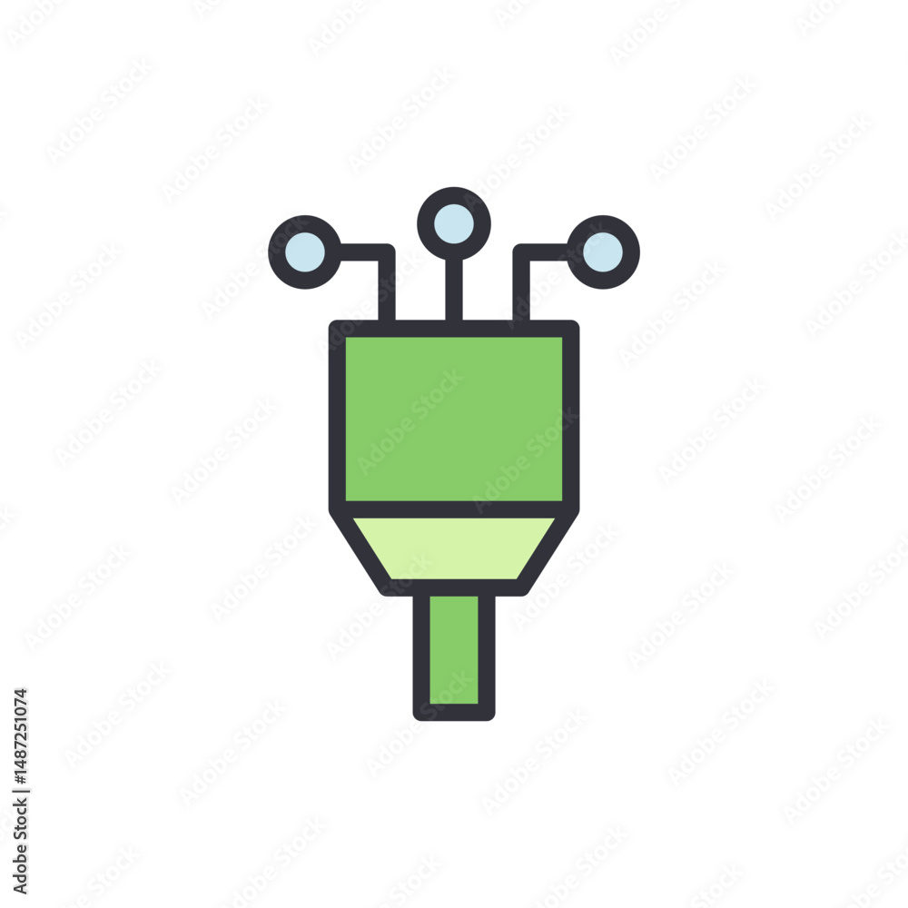 Poster stylized green connection icon with round connectors on transparent background
