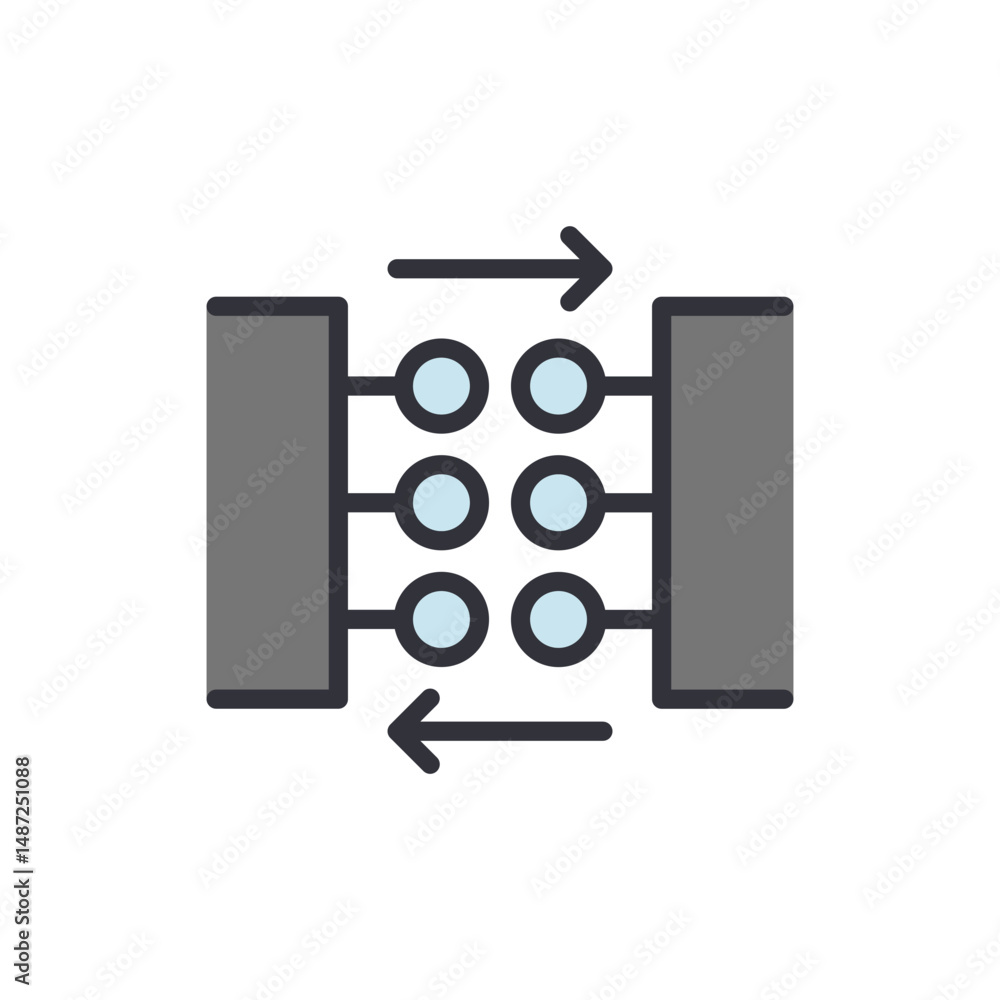 Poster illustrative molecular structure with arrows showing interaction concept