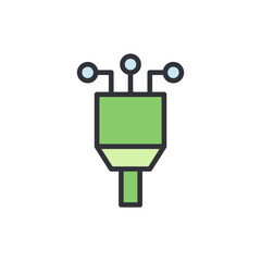 Stylized Green Connection Icon With Round Connectors On Transparent Background