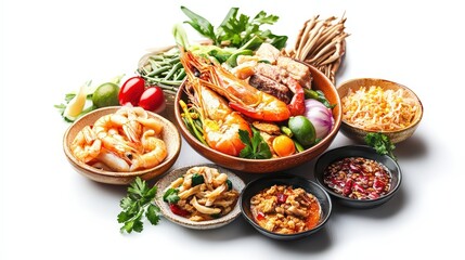 Culinary symphony: Thai dishes arranged for a vibrant gastronomical adventure