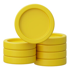 Gleaming stacks of gold coins shimmer in the dark