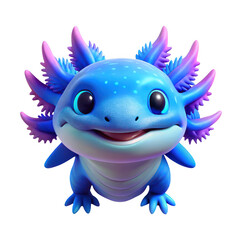 Cute Blue Axolotl PNG: Cartoon Amphibian Illustration