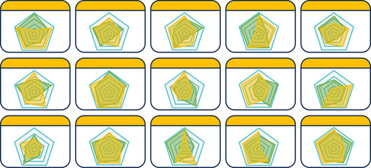 レーダーチャートのグラフィック素材イラストセット