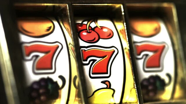 Retro toy slot machine spinning to win 