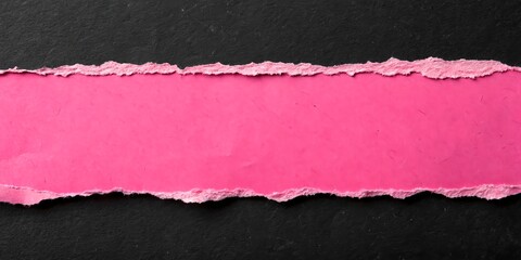 Torn Pink Paper on Black Background