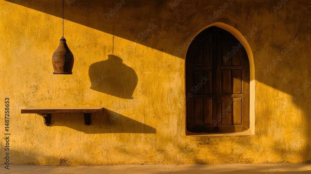 Poster an architectural composition featuring a window and decorative elements