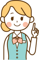 ポイントを説明している受付スタッフの女性のイラスト