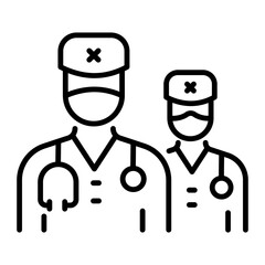 A linear style icon of medical staff