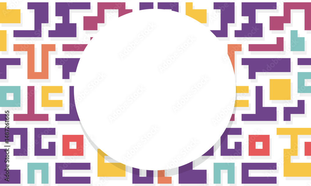 Poster background with colorful lines shapes abstract stylish mosaic flat design.
