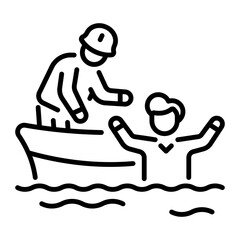A line style icon of boat rescue