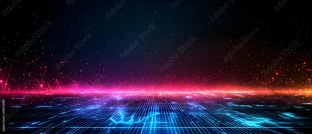 Poster abstract glowing digital circuit pattern background