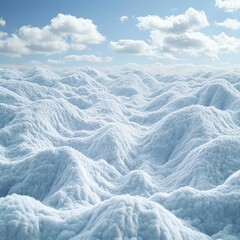 Fototapeta premium Vast, undulating snow-covered landscape under a brilliant sky.