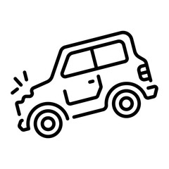 An outline style icon of car accident