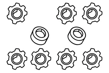 Gear Bolt Mechanical Line Art