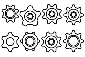 Gear Bolt Blueprint Line Art