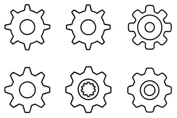 Gear Bolt Vintage Line Art