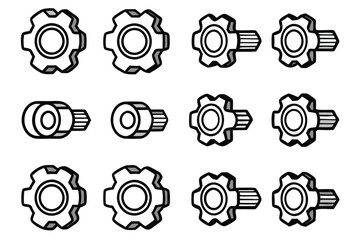 Gear Bolt Design Line Art