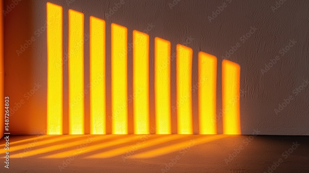 Aufkleber strong sunlight shines creating a pattern of light and shadow on a wall