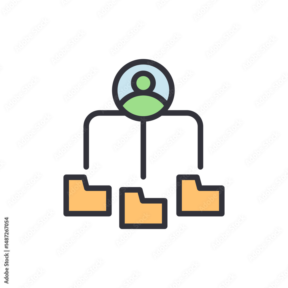 Aufkleber data organization icon showcasing file management and user connections