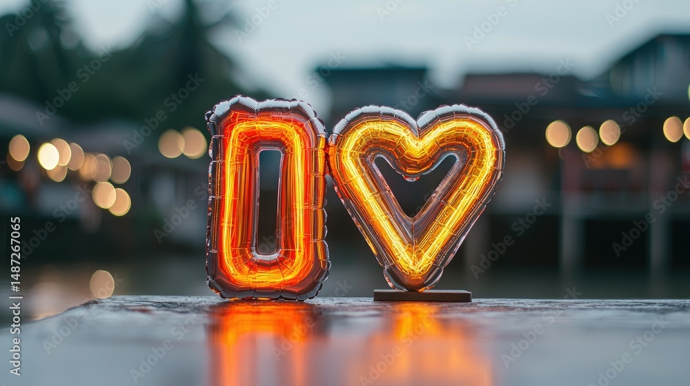 Poster illuminated love display creating a romantic and heartwarming visual scene