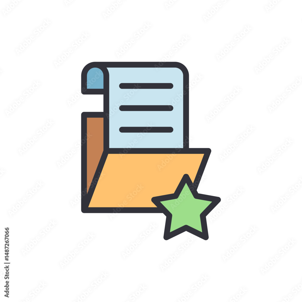 Poster vector illustration of a file folder with documents and star mark
