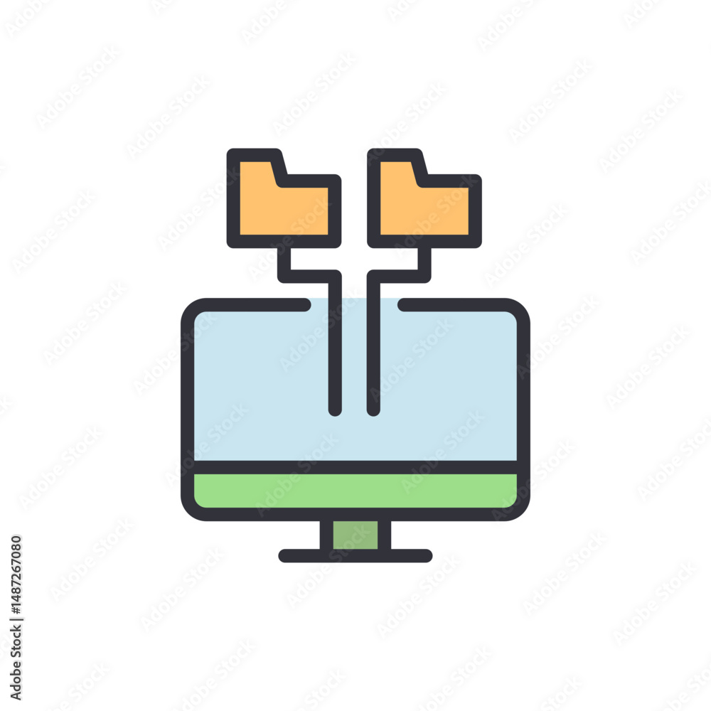 Poster data sharing between folders and computer over the network concept