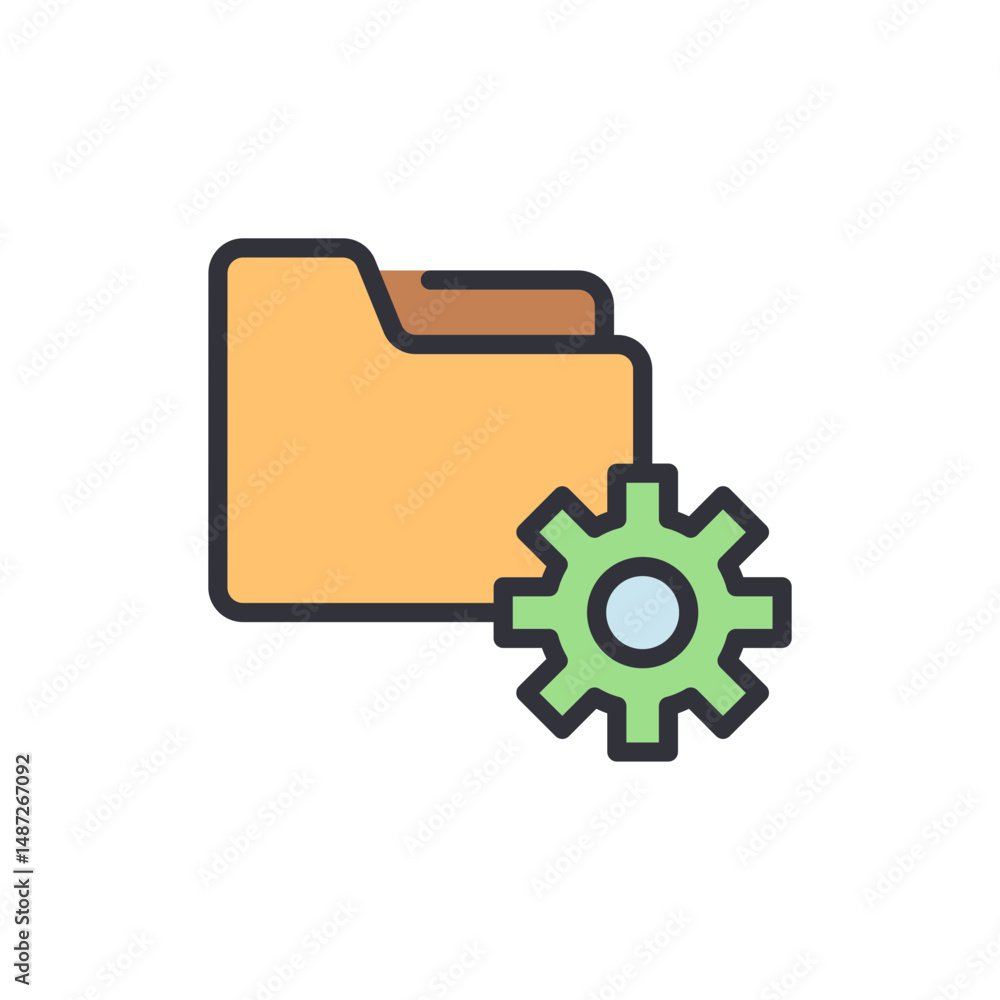 Aufkleber creative illustration of data folder configuration with setting gear