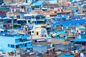 Fototapeta premium Aerial view of Jodhpur Blue City. Jodphur, Rajasthan, India