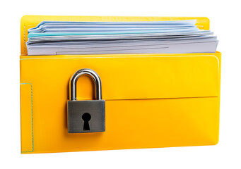 File Folder with Padlock Representing Privacy and Security Concept, PNG