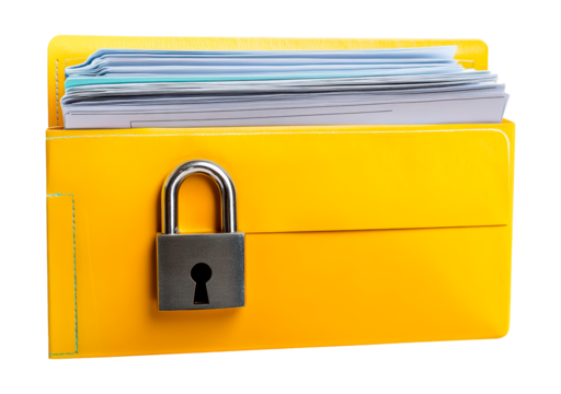 File Folder with Padlock Representing Privacy and Security Concept, PNG