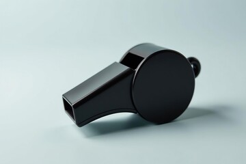 Classic black plastic whistle, simple design, clean background , closeup, simple