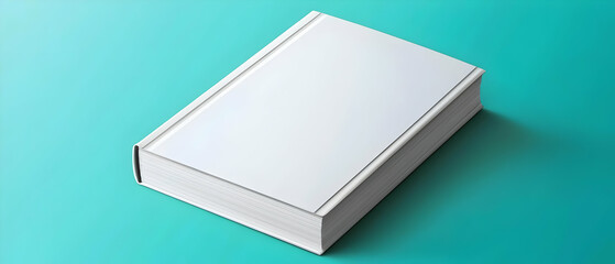 Blank White Book Stack On Teal Background