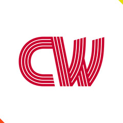 Parallel Line Initial Logo Letter C and W