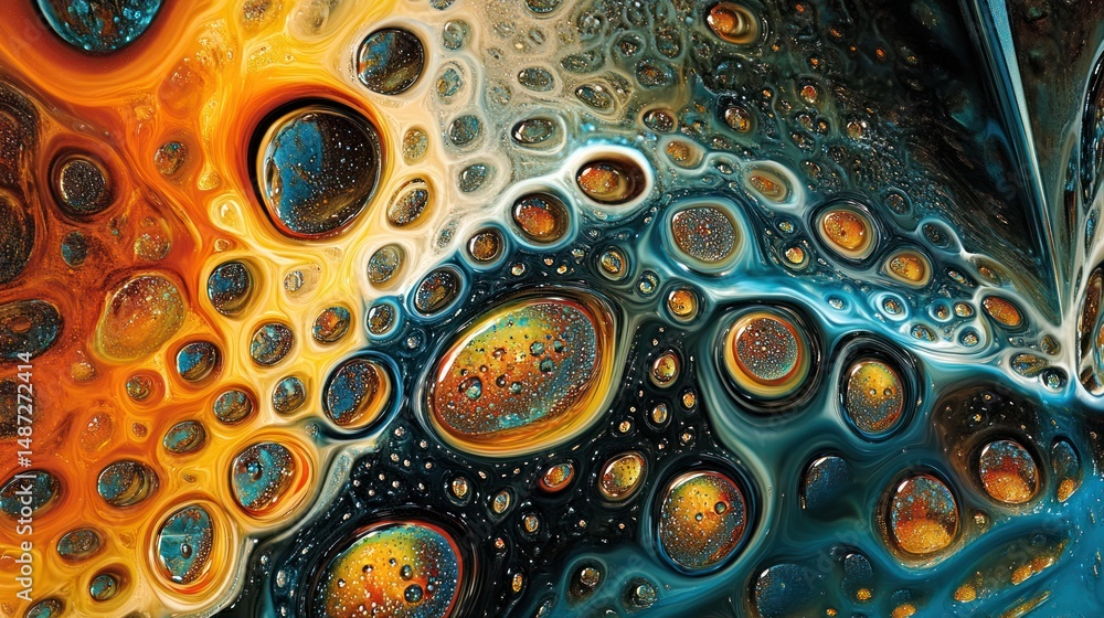 Aufkleber abstract fluid art: a mesmerizing tapestry of colors and circular forms